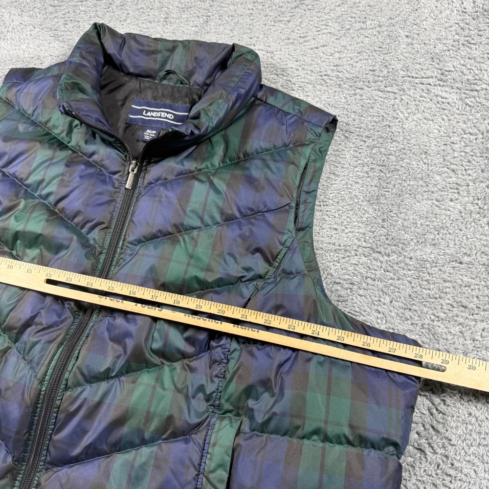 Lands End Black Watch Plaid Down Puffer Vest Full Zip Multicolor Size 3XL - Picture 7 of 8